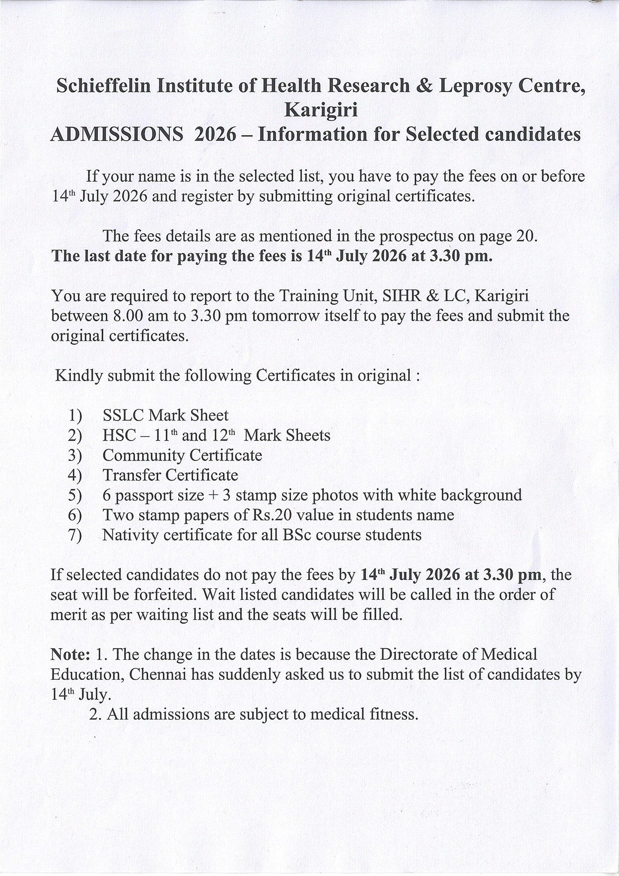 Selection Info